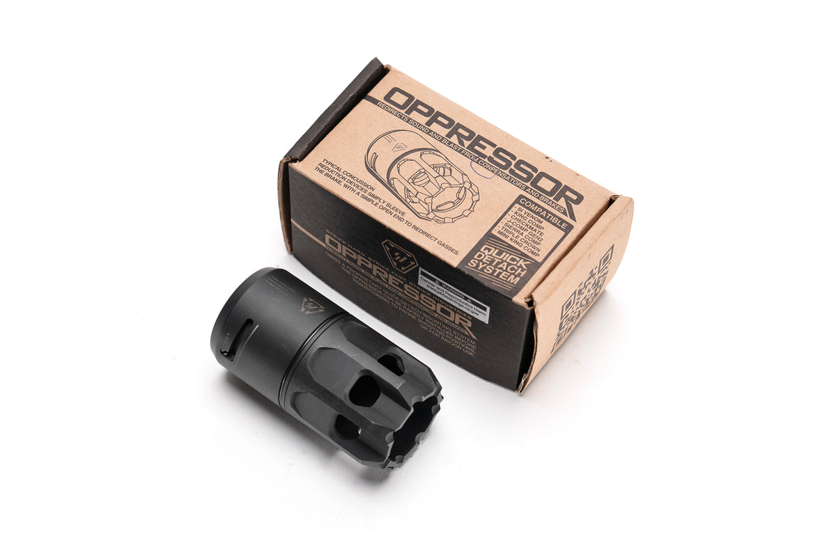 Oppressor Quick Detach Blast Shield para Compensadores y Frenos de Boca